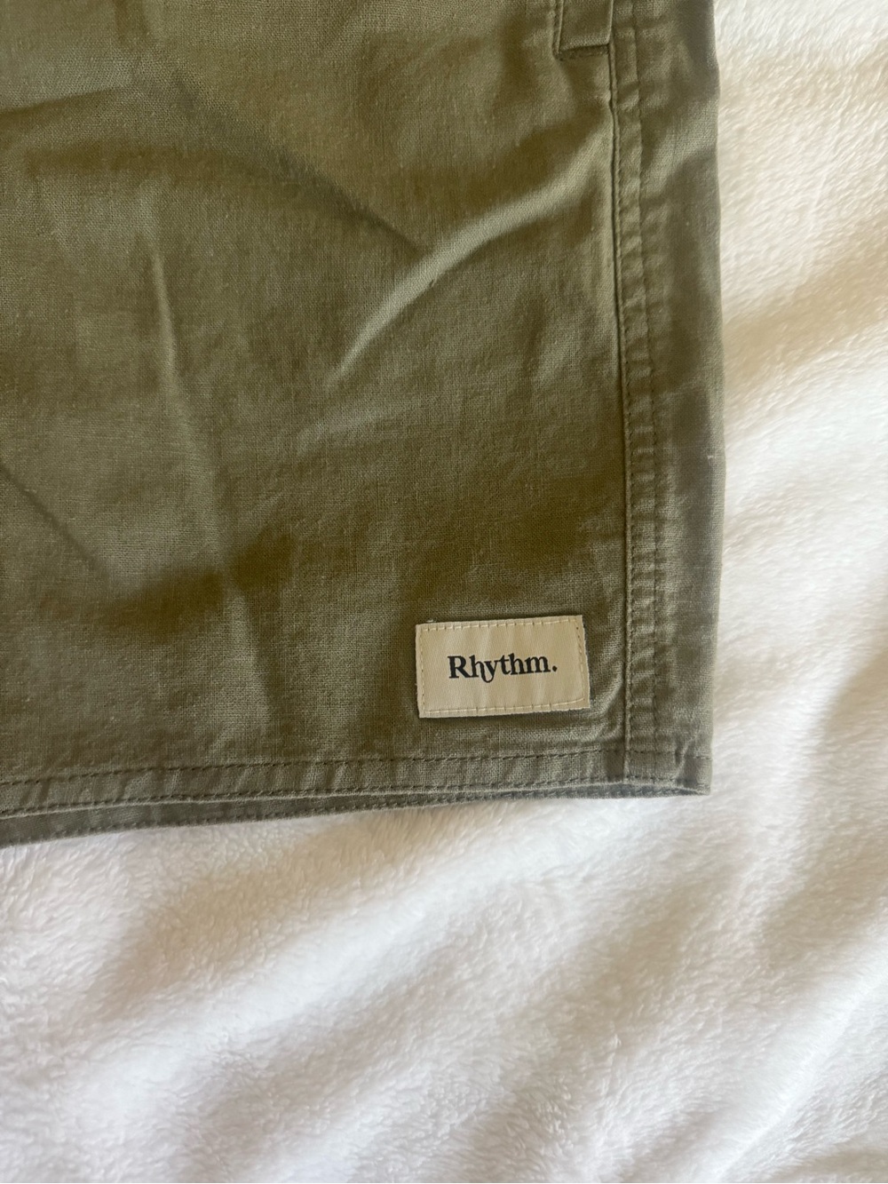 Rhythm Olive Green Casual Shorts with Patch Logo - Picture 4 of 7